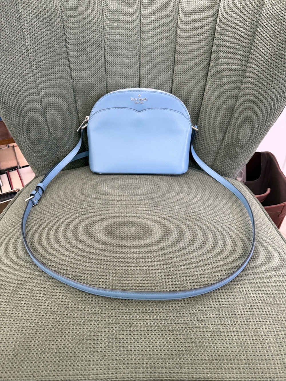 Kate Spade Light Blue Leather Dome Crossbody